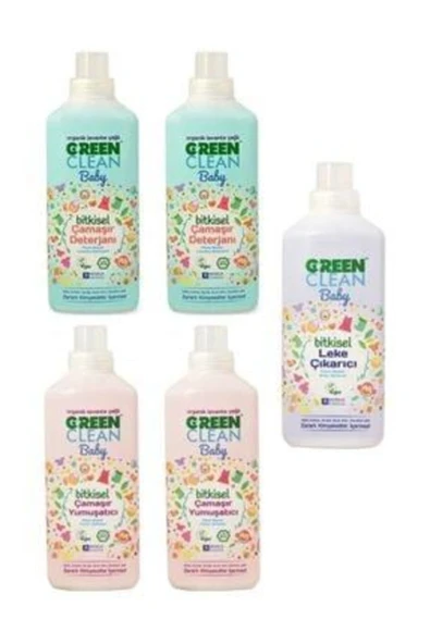 U Green Clean Baby Çamaşır Yumuşatıcısı 1 L x 2, Çamaşır Deterjanı 1 L x 2 ve Leke Çıkarıcı 1 L ürün görseli