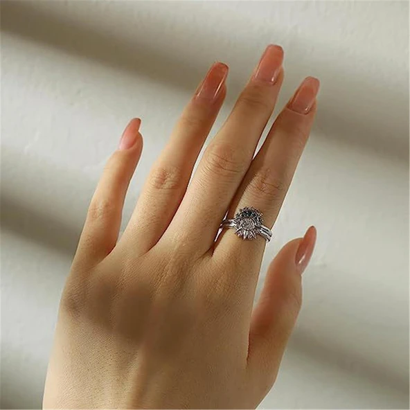 Güneş Ay Pndora Model Çift Sevgili Bf Çelik Yüzük Seti Aksesuar Hediyelik - 3