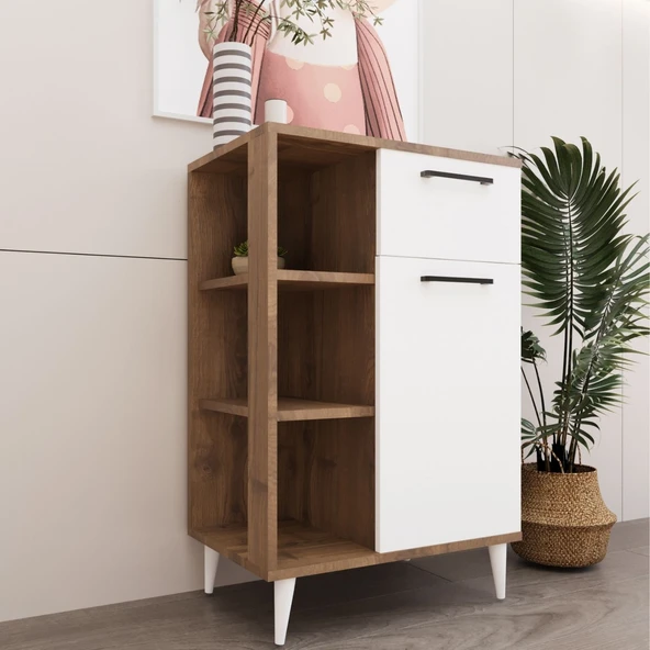 Lina Çok Amaçlı Dolap, Kahve Dolabı, Kitaplık Beyaz - Hitit - 7