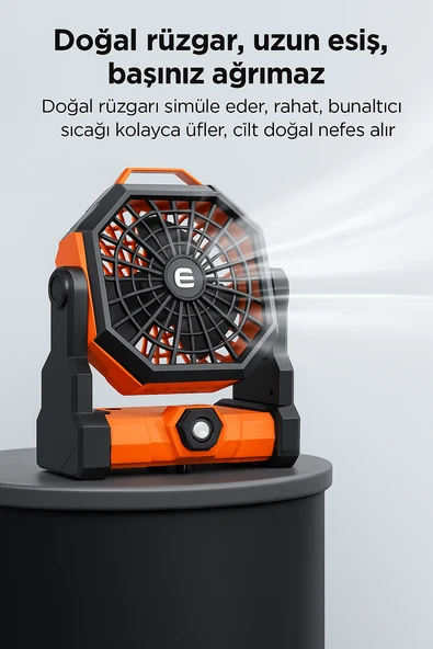 Taşınabilir LED Fenerli Kamp Vantilatörü, Şarj Edilebilir Çadır Vantilatörü X3 - 5