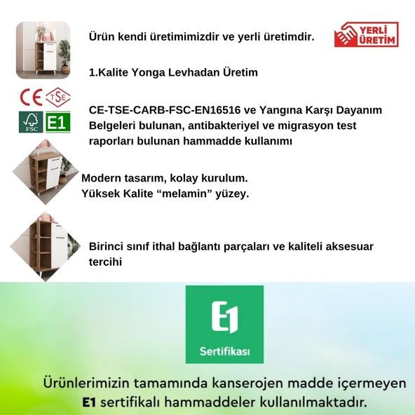 Lina Çok Amaçlı Dolap, Kahve Dolabı, Kitaplık Beyaz - Hitit - 6