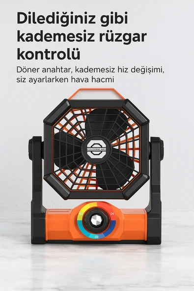 Taşınabilir LED Fenerli Kamp Vantilatörü, Şarj Edilebilir Çadır Vantilatörü X3 - 3