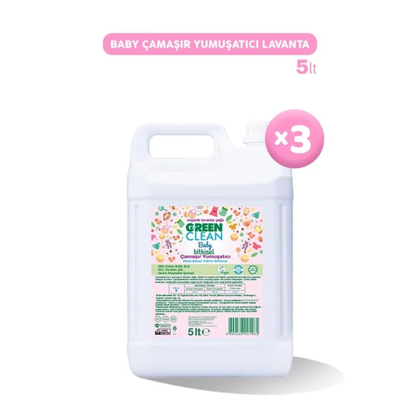 Green Clean Baby Bitkisel Çamaşır Yumuşatıcı Lavanta Yağlı 5 lt x 3