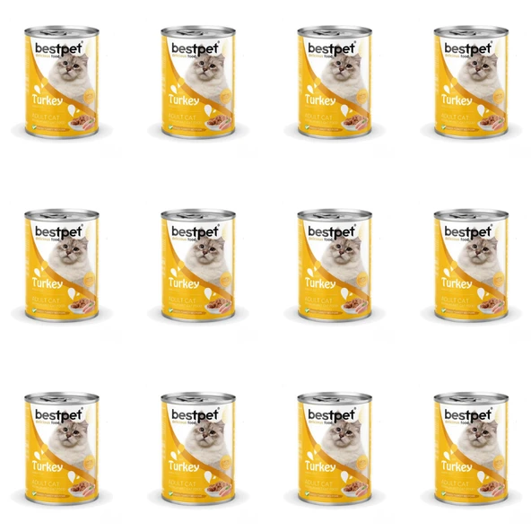 Bestpet Hindi Etli Yetişkin Kedi Konservesi 400 Gr (12 Adet)
