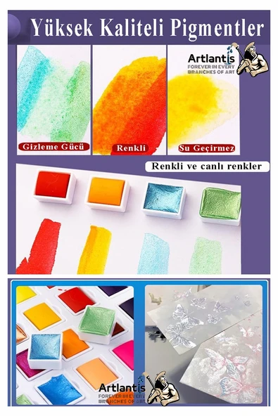 Tablet Sulu Boya 36 Renk Teneke Kutu 1 Paket 36 lı Taş Sulu Boya Çıkarılabilir Tablet Suluboya Resim Hobi Sanat - Resim 3