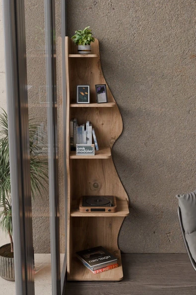 Wave 5 Raflı Dekoratif Kitaplık Dosya Rafı 180 Cm Kitaplık - 2