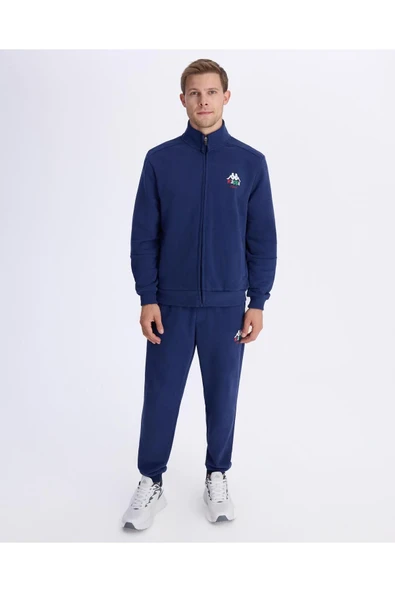 Authentic İtaly Full Zip Erkek Mavi Comfort Fit Fermuarlı Eşofman Üstü