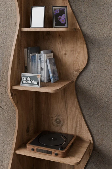 Wave 5 Raflı Dekoratif Kitaplık Dosya Rafı 180 Cm Kitaplık - 3