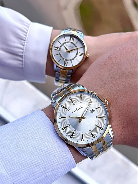 Pierre Cardin Bay ve Bayan Çiftlere Özel Çelik Kordon Çift Kol Saati 30 Mt Su Gecirmez CF.PR80002.M2 - Resim 5