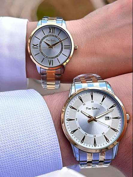 Pierre Cardin Bay ve Bayan Çiftlere Özel Çelik Kordon Çift Kol Saati 30 Mt Su Gecirmez CF.PR80002.M2 - Resim 3