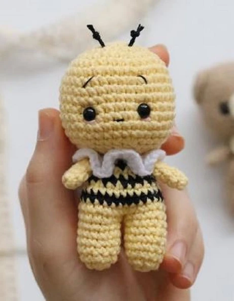 3'LÜ MİNİK AMİGURUMİ OYUNCAKLAR (FARE, TİLKİ, ARI) - 3