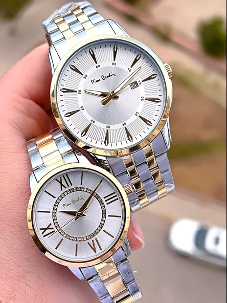 Pierre Cardin Bay ve Bayan Çiftlere Özel Çelik Kordon Çift Kol Saati 30 Mt Su Gecirmez CF.PR80002.M2 ürün görseli