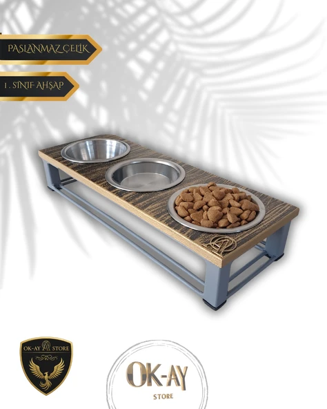 Kedi ve Köpekler İçin Sağlıklı Yeme Standı, Paslanmaz Çelik Şık Tasarım ve Kaymaz Ayaklar ürün görseli