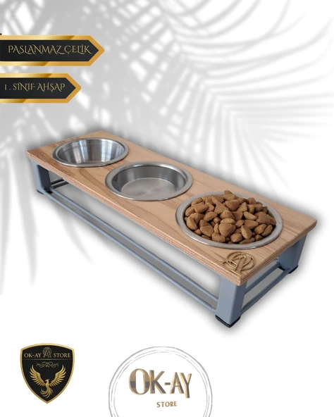 Kedi ve Köpekler İçin Sağlıklı Yeme Standı, Paslanmaz Çelik Şık Tasarım ve Kaymaz Ayaklar ürün görseli