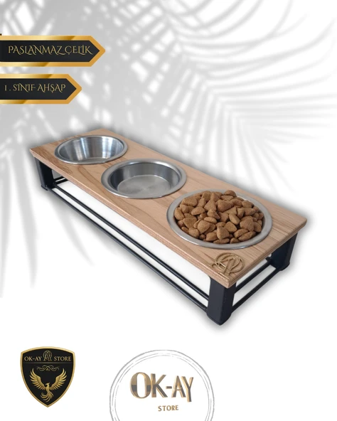Kedi ve Köpekler İçin Sağlıklı Yeme Standı, Paslanmaz Çelik Şık Tasarım ve Kaymaz Ayaklar ürün görseli