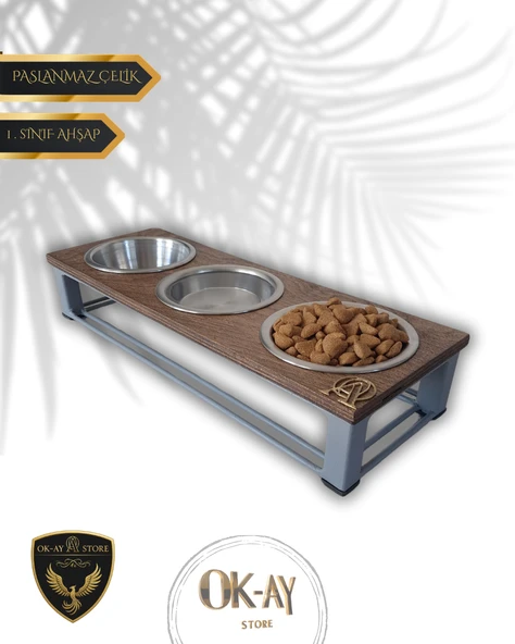 Kedi ve Köpekler İçin Sağlıklı Yeme Standı, Paslanmaz Çelik Şık Tasarım ve Kaymaz Ayaklar ürün görseli