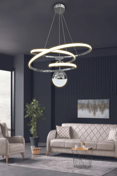Eylül Tek Toplu 3 mt LED Salon & Oturma Odası Avizesi - 9