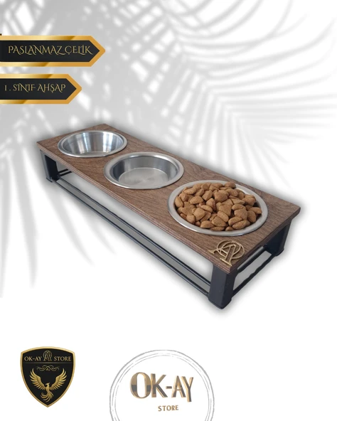 Kedi ve Köpekler İçin Sağlıklı Yeme Standı, Paslanmaz Çelik Şık Tasarım ve Kaymaz Ayaklar ürün görseli 1