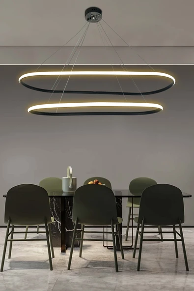 Gece Modern Led Aydınlatmalı Ev & Ofis Avizesi - 6