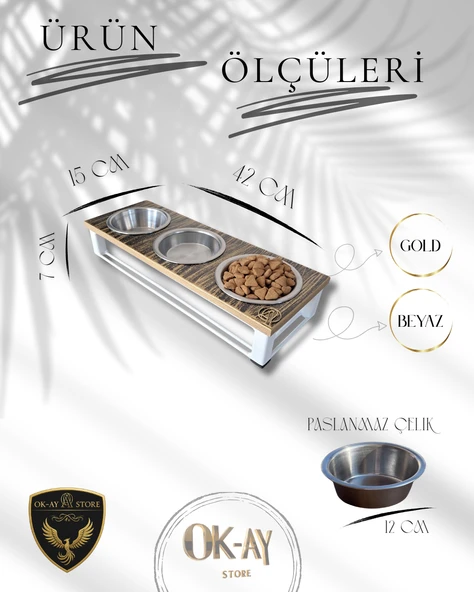 Kedi ve Köpekler İçin Sağlıklı Yeme Standı, Paslanmaz Çelik Şık Tasarım ve Kaymaz Ayaklar - Resim 2