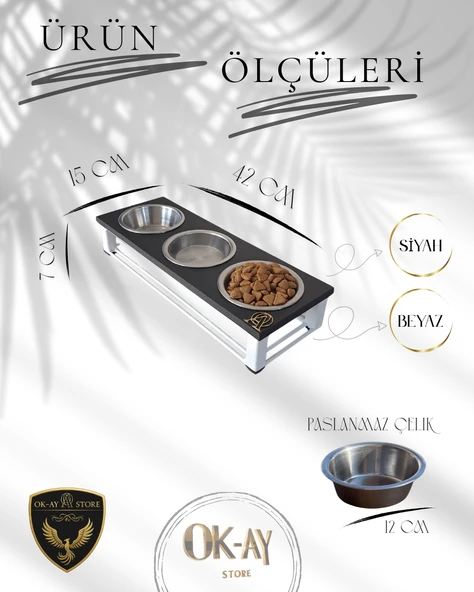 Kedi ve Köpekler İçin Sağlıklı Yeme Standı, Paslanmaz Çelik Şık Tasarım ve Kaymaz Ayaklar - Resim 2