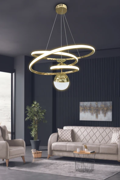 Eylül Tek Toplu 3 mt LED Salon & Oturma Odası Avizesi - 2