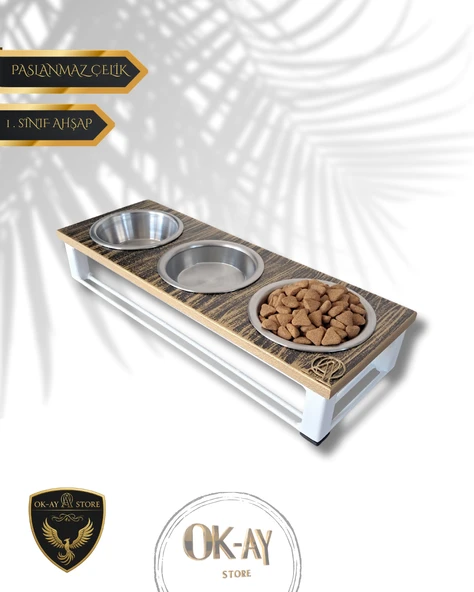 Kedi ve Köpekler İçin Sağlıklı Yeme Standı, Paslanmaz Çelik Şık Tasarım ve Kaymaz Ayaklar ürün görseli