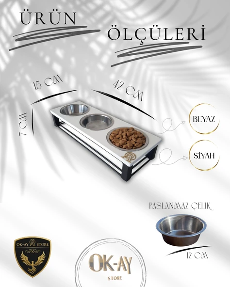 Kedi ve Köpekler İçin Sağlıklı Yeme Standı, Paslanmaz Çelik Şık Tasarım ve Kaymaz Ayaklar - Resim 2