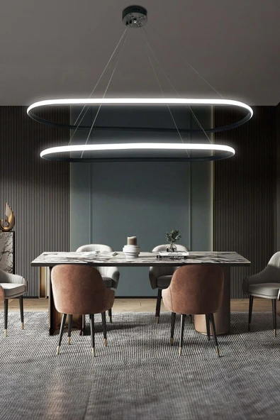 Gece Modern Led Aydınlatmalı Ev & Ofis Avizesi - 9