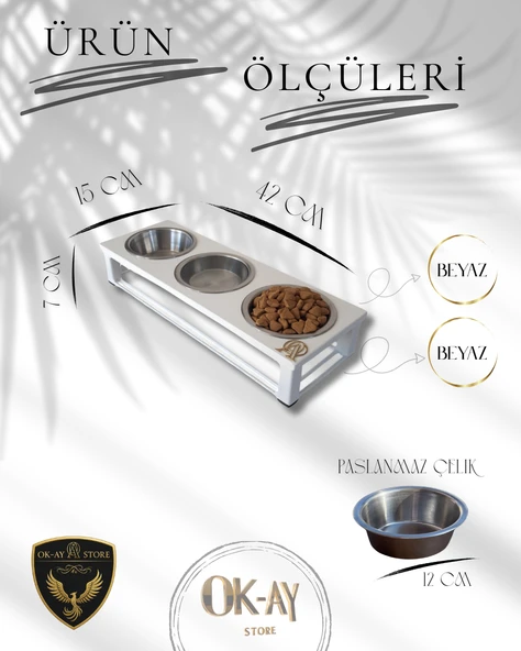 Kedi ve Köpekler İçin Sağlıklı Yeme Standı, Paslanmaz Çelik Şık Tasarım ve Kaymaz Ayaklar - Resim 3