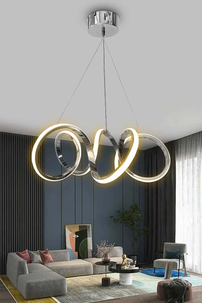 Modern Sarkıt Kıvrım Beyaz Işık Led Salon & Oturma Odası Avizesi - 9