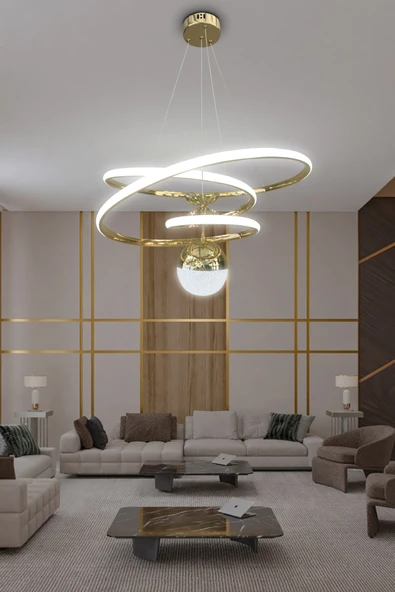 Eylül Tek Toplu 3 mt LED Salon & Oturma Odası Avizesi - 7