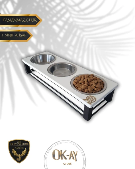 Kedi ve Köpekler İçin Sağlıklı Yeme Standı, Paslanmaz Çelik Şık Tasarım ve Kaymaz Ayaklar ürün görseli