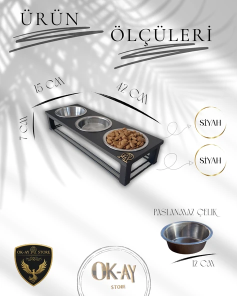 Kedi ve Köpekler İçin Sağlıklı Yeme Standı, Paslanmaz Çelik Şık Tasarım ve Kaymaz Ayaklar - Resim 2