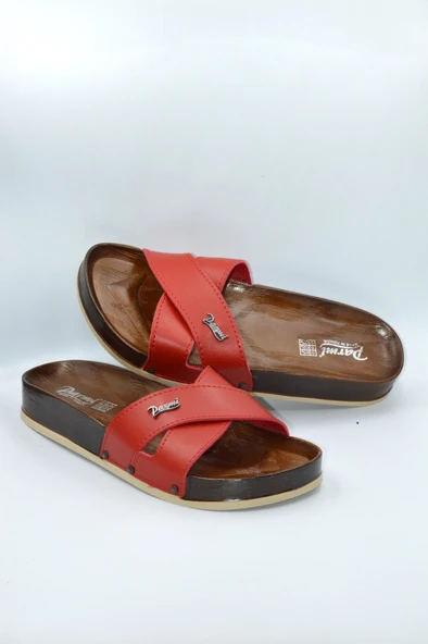 Kadın Kırmızı Çapraz Anatomik Günlük Terlik - 4