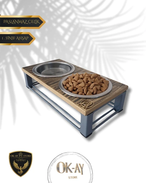 Kedi ve Köpekler İçin Sağlıklı Yeme Standı, Paslanmaz Çelik Şık Tasarım ve Kaymaz Ayaklar ürün görseli