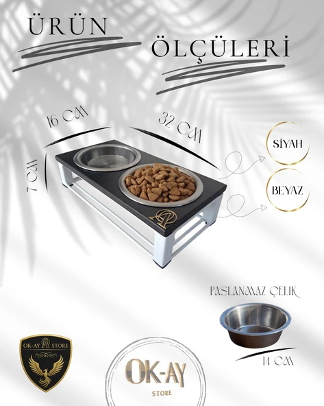 Kedi ve Köpekler İçin Sağlıklı Yeme Standı, Paslanmaz Çelik Şık Tasarım ve Kaymaz Ayaklar - Resim 2