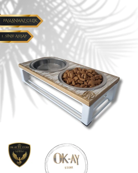 Kedi ve Köpekler İçin Sağlıklı Yeme Standı, Paslanmaz Çelik Şık Tasarım ve Kaymaz Ayaklar ürün görseli