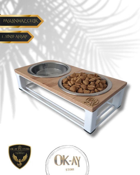 Kedi ve Köpekler İçin Sağlıklı Yeme Standı, Paslanmaz Çelik Şık Tasarım ve Kaymaz Ayaklar ürün görseli