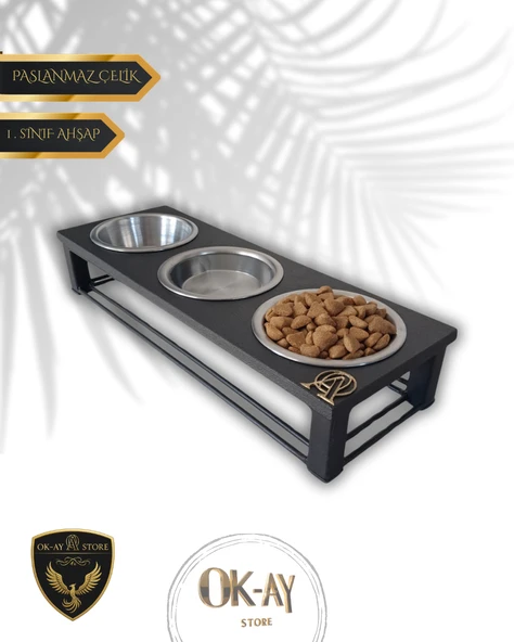 Kedi ve Köpekler İçin Sağlıklı Yeme Standı, Paslanmaz Çelik Şık Tasarım ve Kaymaz Ayaklar ürün görseli