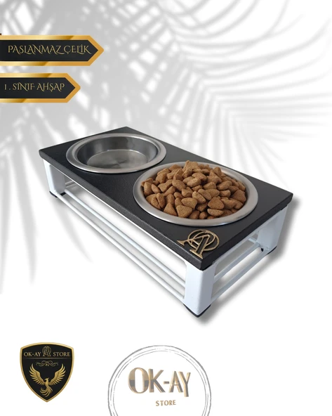 Kedi ve Köpekler İçin Sağlıklı Yeme Standı, Paslanmaz Çelik Şık Tasarım ve Kaymaz Ayaklar ürün görseli