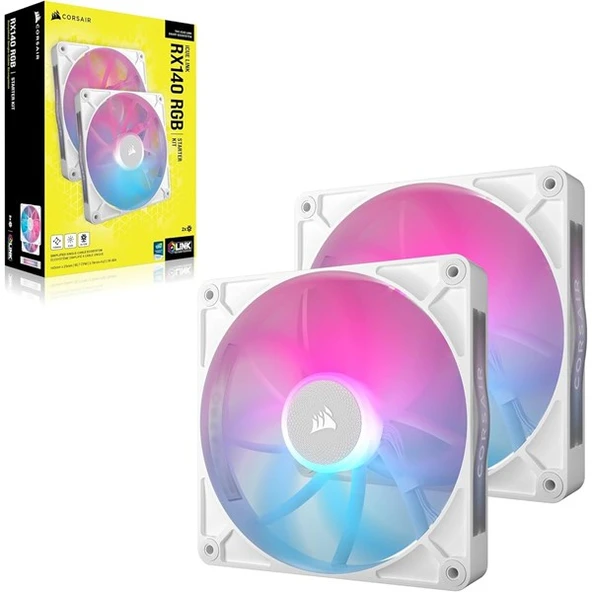 CORSAIR QX120 CO-9051024-WW 14CM RGB KASA FANI+HUB KIT BEYAZ 2-li paket - 7