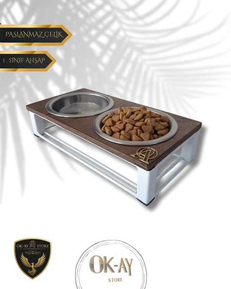 Kedi ve Köpekler İçin Sağlıklı Yeme Standı, Paslanmaz Çelik Şık Tasarım ve Kaymaz Ayaklar ürün görseli