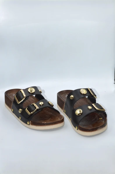 Kadın Siyah Tokalı Yazlık Günlük Terlik - 4