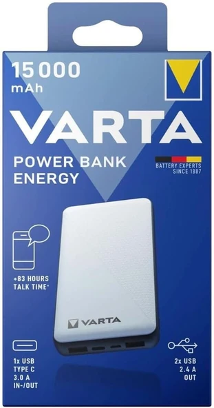 Varta Power Bank Energy 15000 Mah Taşınabilir Şarj Cihazı Modern Tasarım 431550 - Resim 3