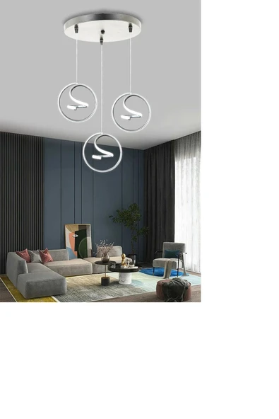 Helezon Modern Sarkıt 3'lü Led Avize - 5