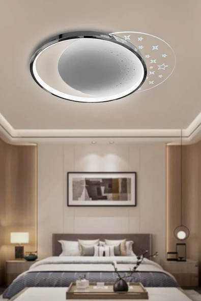 Dolunay Çocuk Odası Modern 3 Renk Yüksek Işık Gücü Plafonyer Tavana Yapışık Led Avize - 4