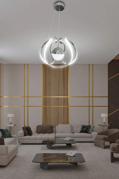 Arya Tek Toplu Led Avize 2 mt - Salon & Oturma Odası Avizesi - 9