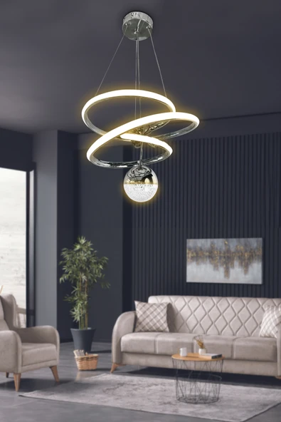 Eylül Tek Toplu Led Avize 2 mt - Salon & Oturma Odası Avizesi - 10