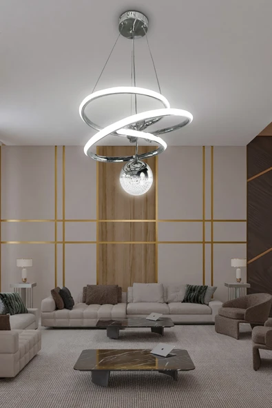 Eylül Tek Toplu Led Avize 2 mt - Salon & Oturma Odası Avizesi - 9